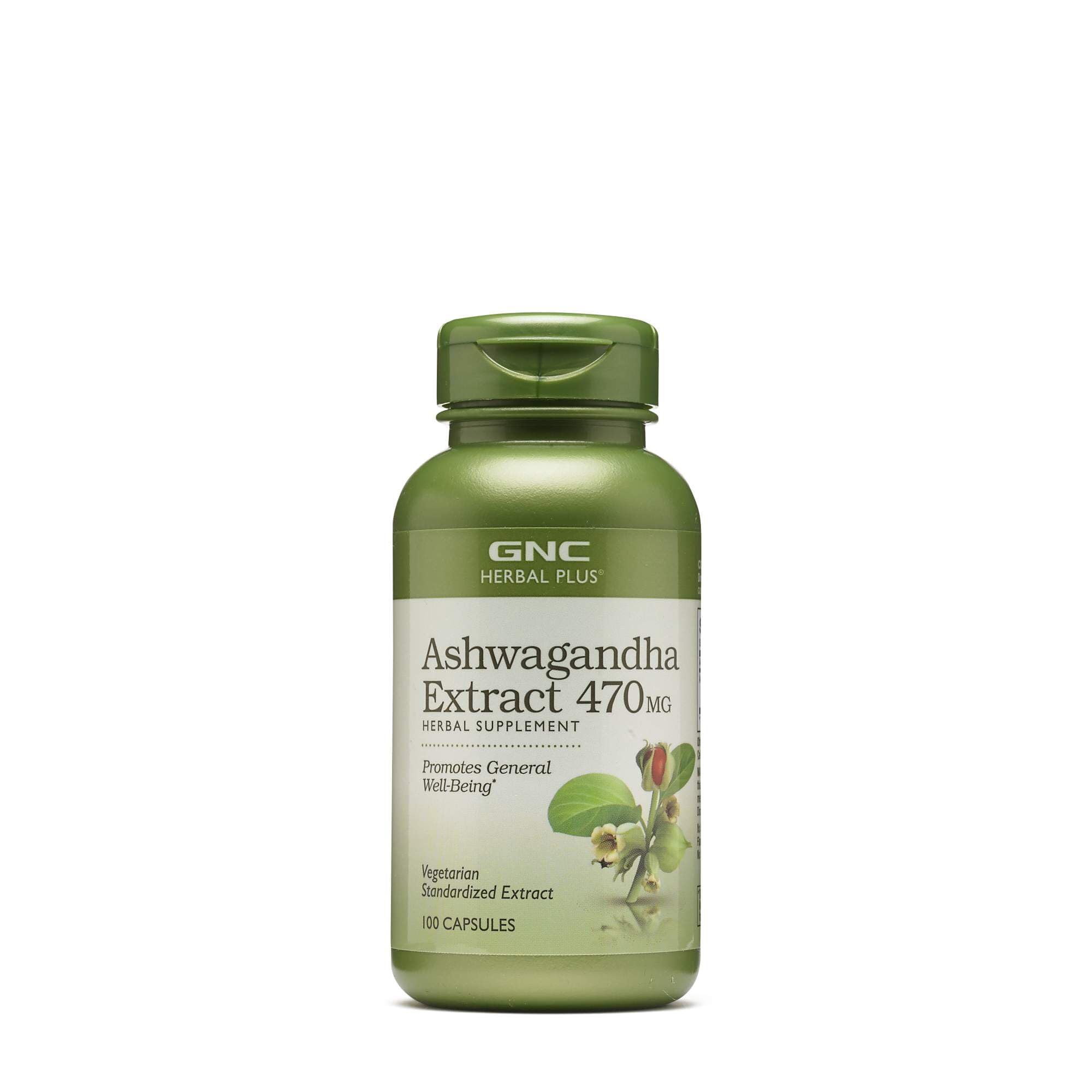 GNC ashwagandha envase frontal mostrando beneficios y claridad de etiqueta