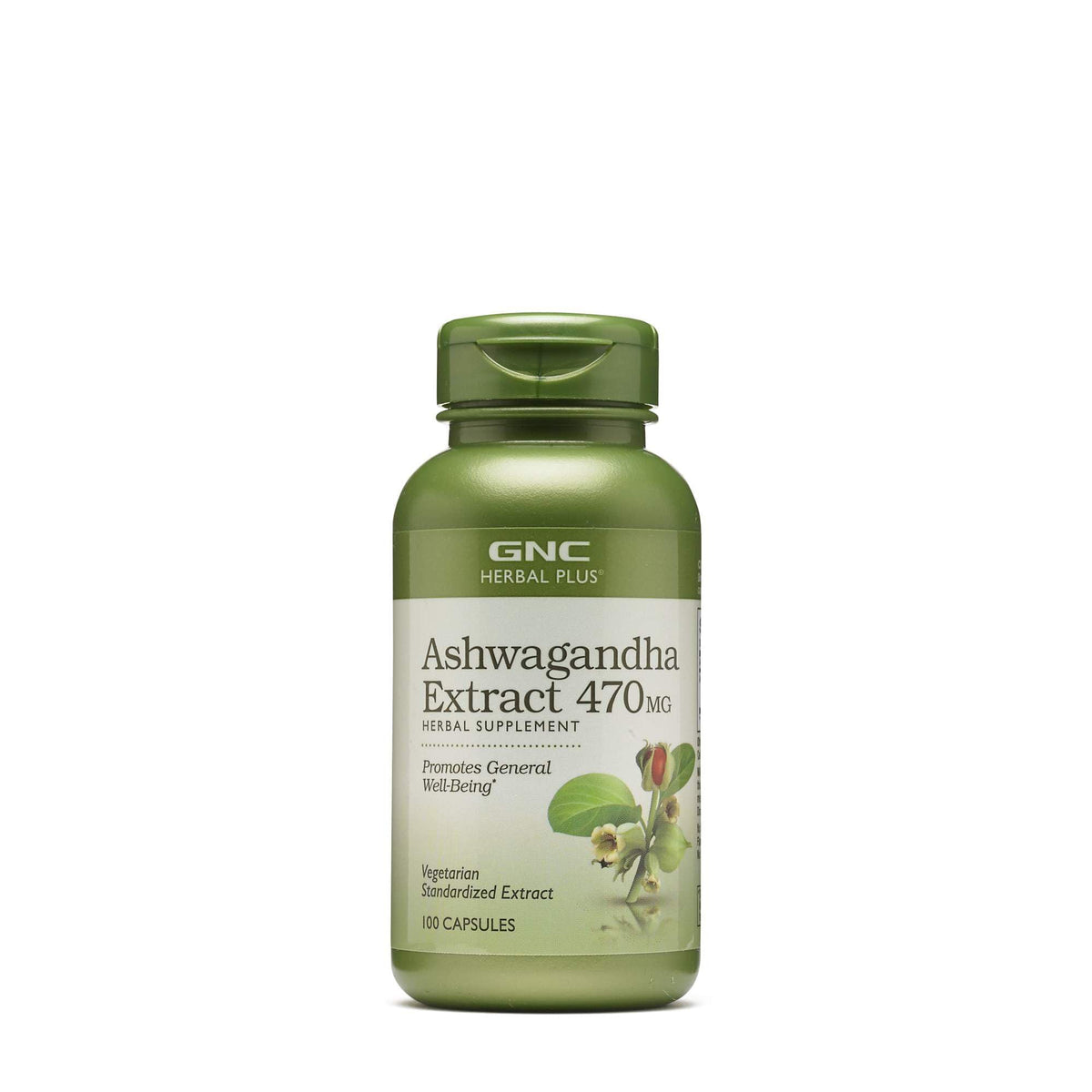 GNC ashwagandha envase frontal mostrando beneficios y claridad de etiqueta