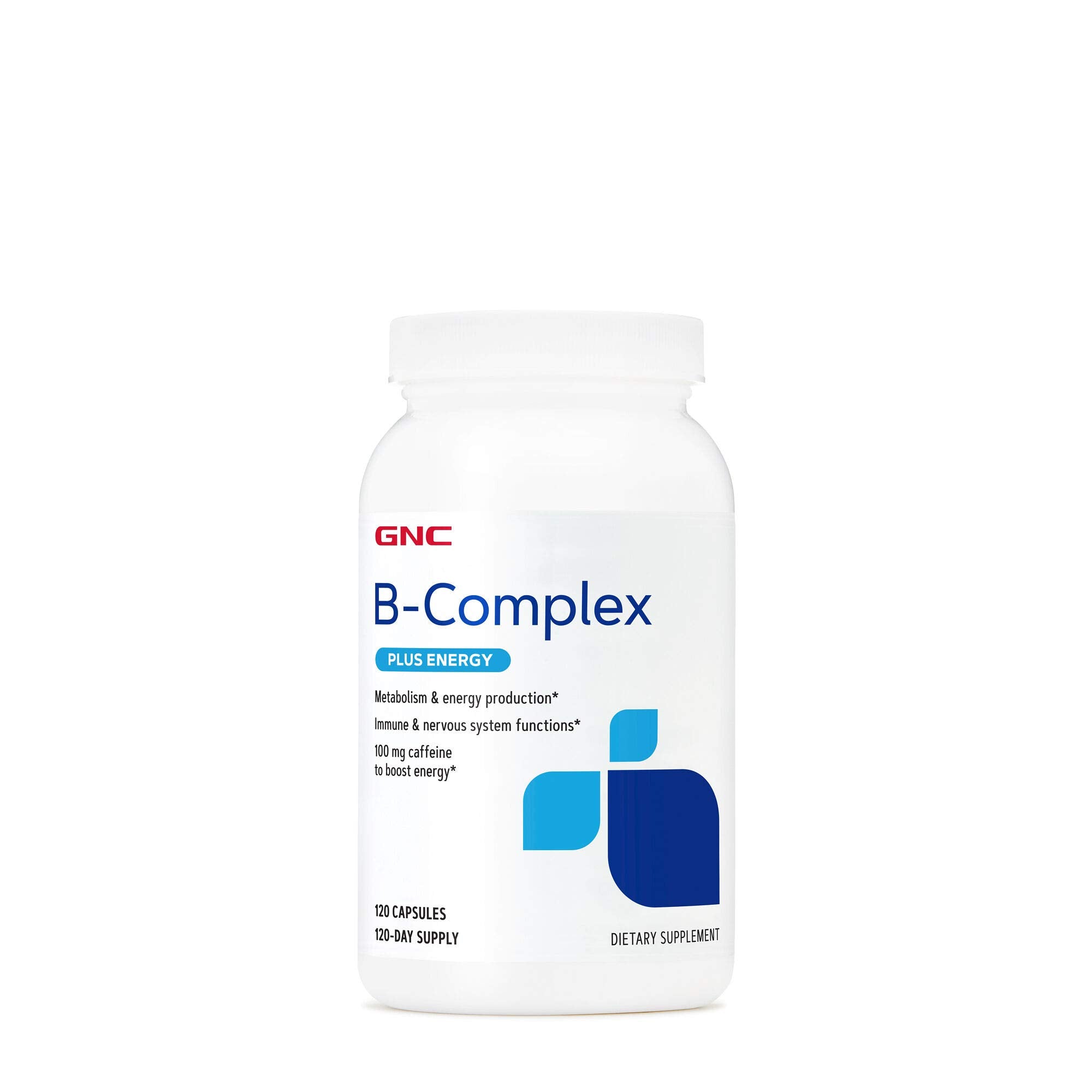 GNC envase frontal B-Complex Plus Energy mostrando información y beneficios