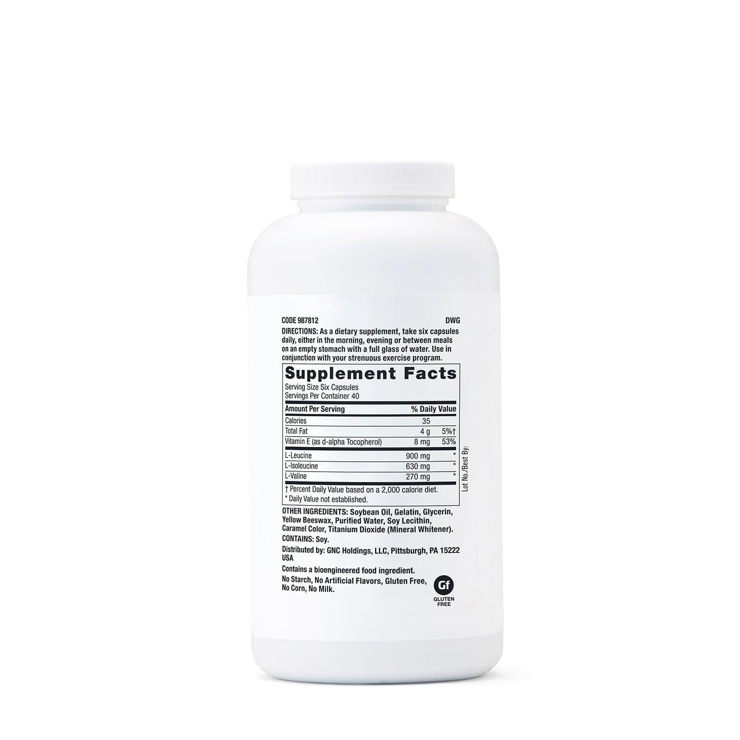 GNC primer plano de softgel mostrando textura fácil de tragar y absorción