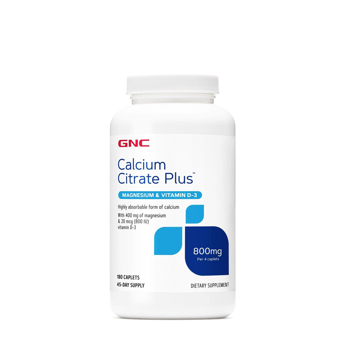 GNC frasco frontal del suplemento calcio citrato con conveniencia diaria