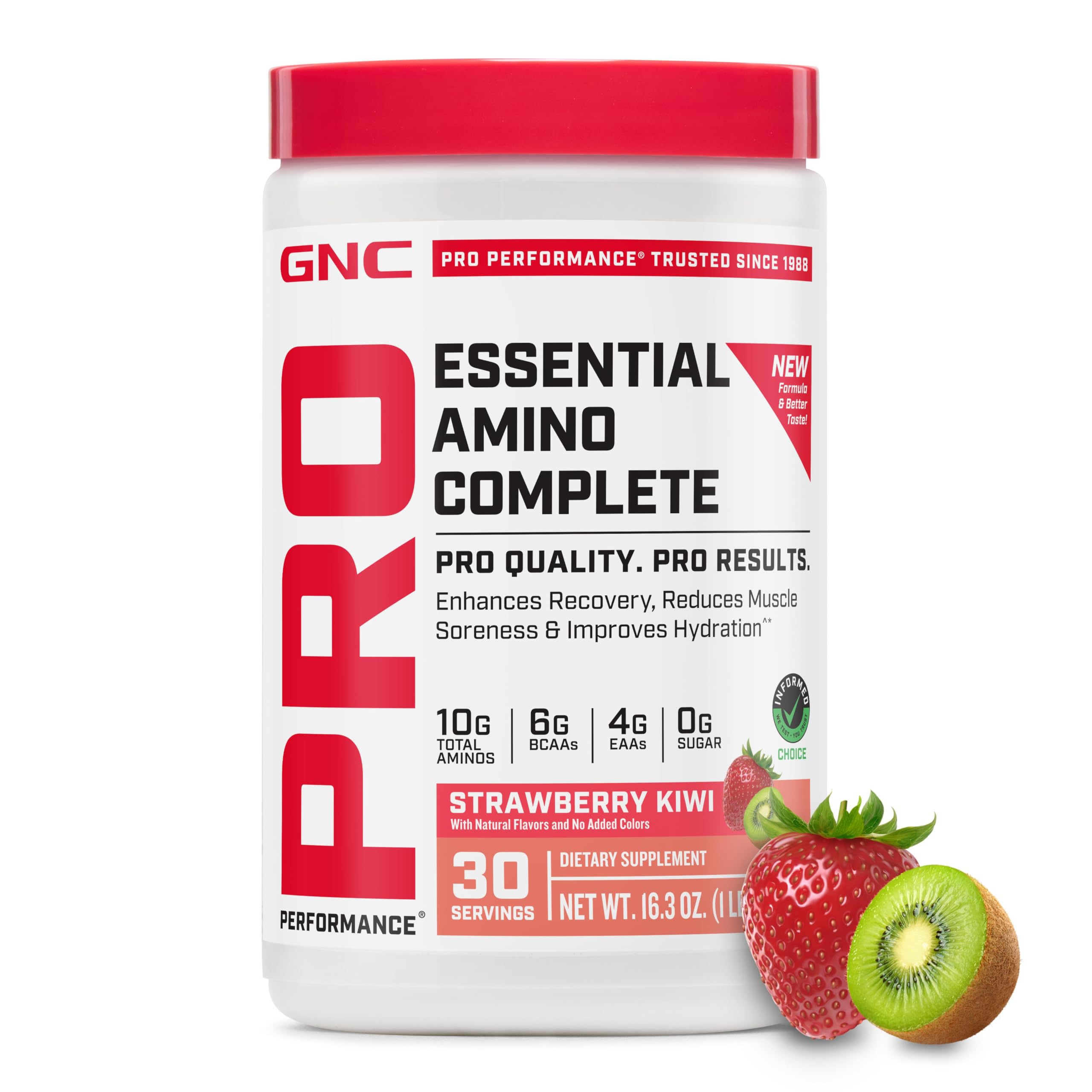 GNC envase con cuchara de servicio, comparación de tamaño para dosificación práctica