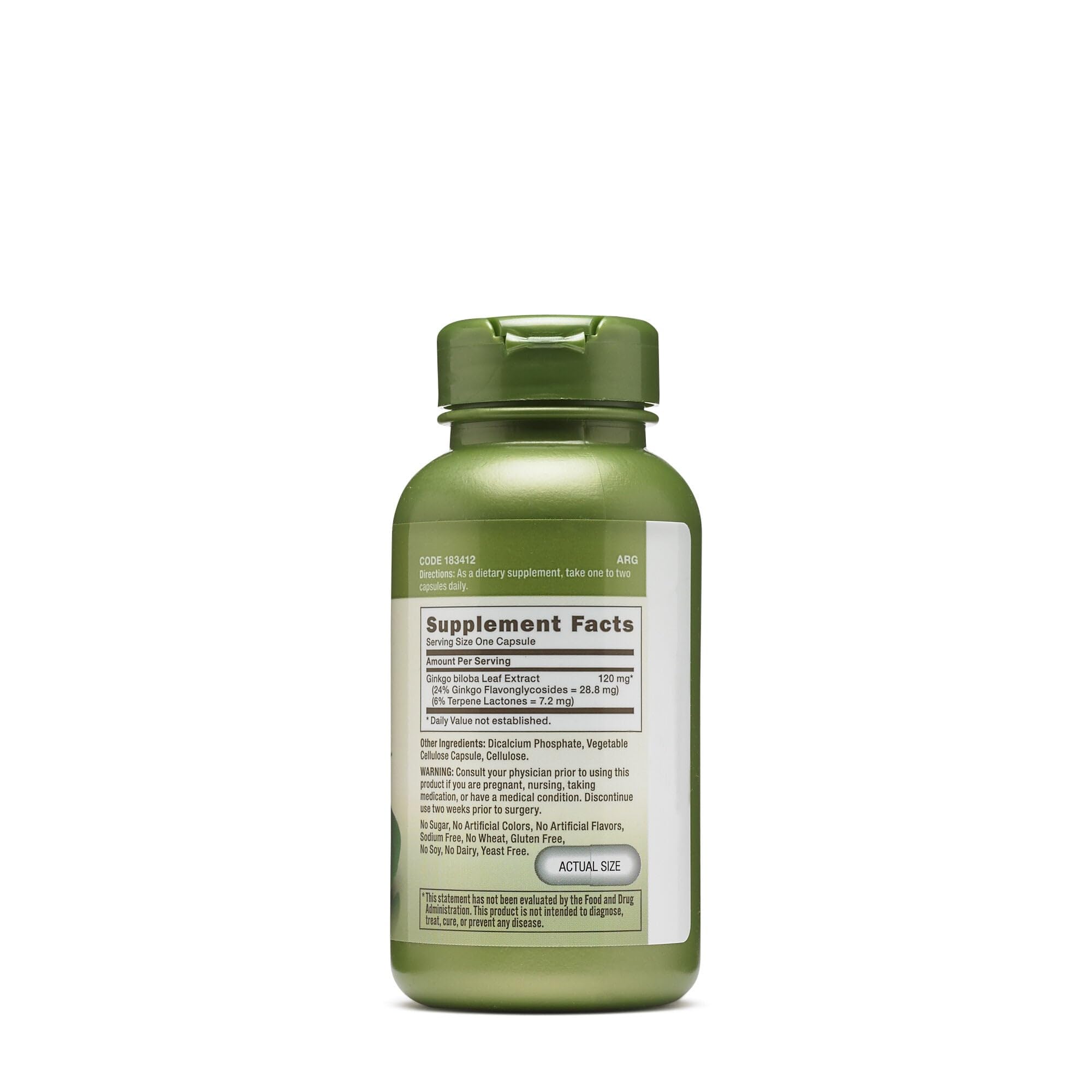 GNC detalle de cápsula de Ginkgo Biloba 120 mg destacando pureza y textura