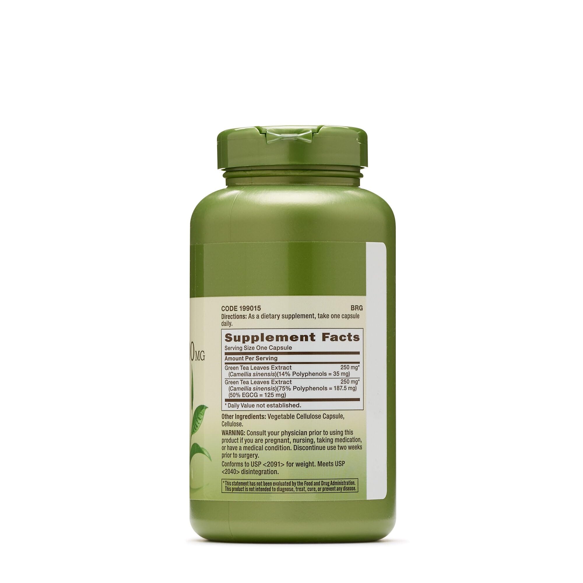 Detalle de cápsula del GNC Green Tea Complex, muestra calidad y textura vegetariana