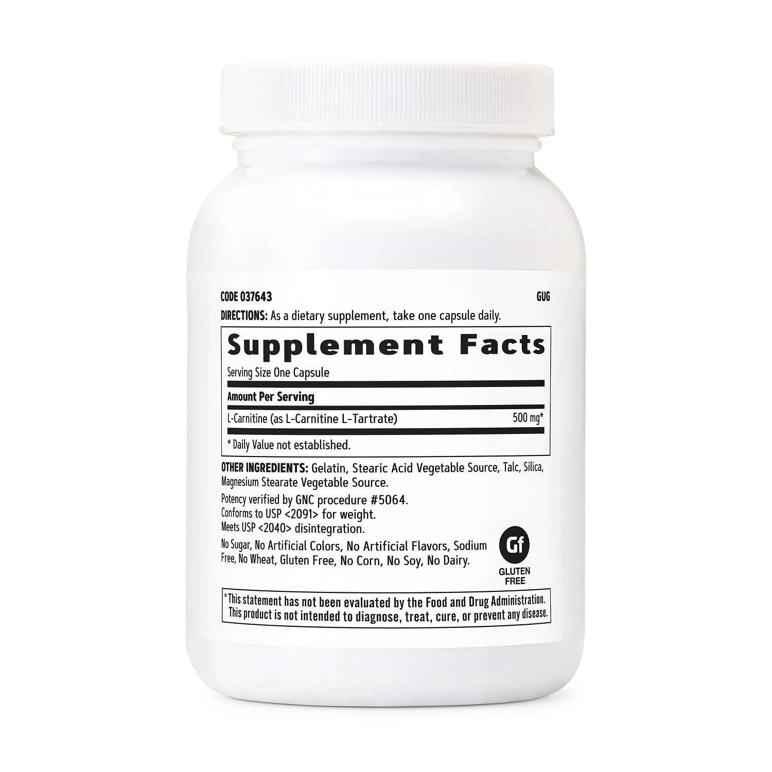 Detalle de cápsula GNC L Carnitine para dosificación precisa y fácil consumo