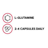 cápsulas de L-Glutamine GNC detalle de textura y tamaño, fácil de tragar para suplementación diaria