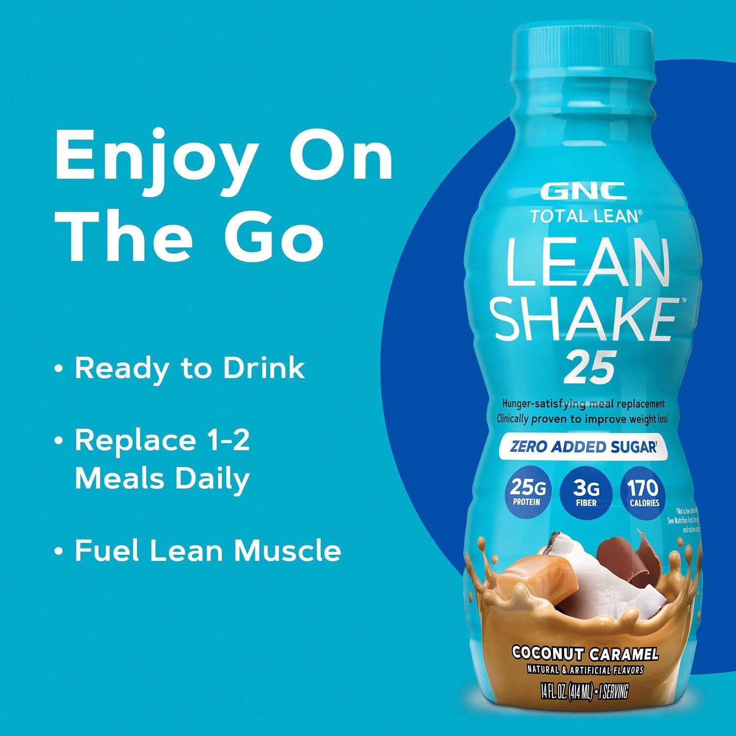 GNC Lean Shake 25 en mesa de desayuno equilibrado para empezar el día