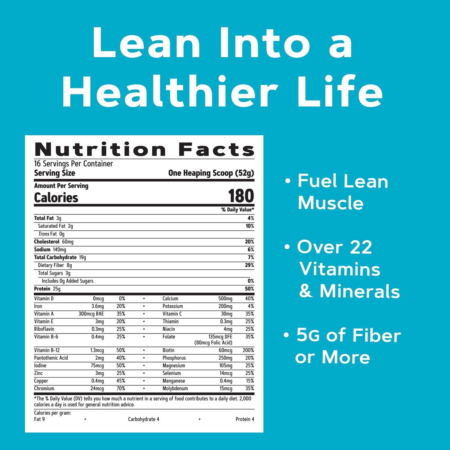 GNC ingredientes clave mostrados, proteína y vitaminas visibles