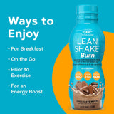 GNC Lean Shake Burn etiqueta nutricional con 25 g proteína y 100 mg cafeína