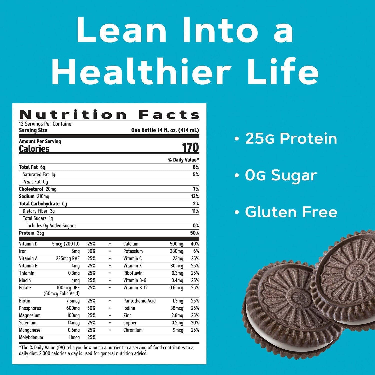Etiqueta nutricional del GNC Lean Shake mostrando proteína y azúcares bajos