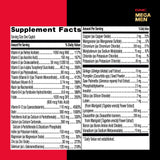 GNC Mega Men 50 Plus detalle de la etiqueta que indica sin gluten y sin colorantes