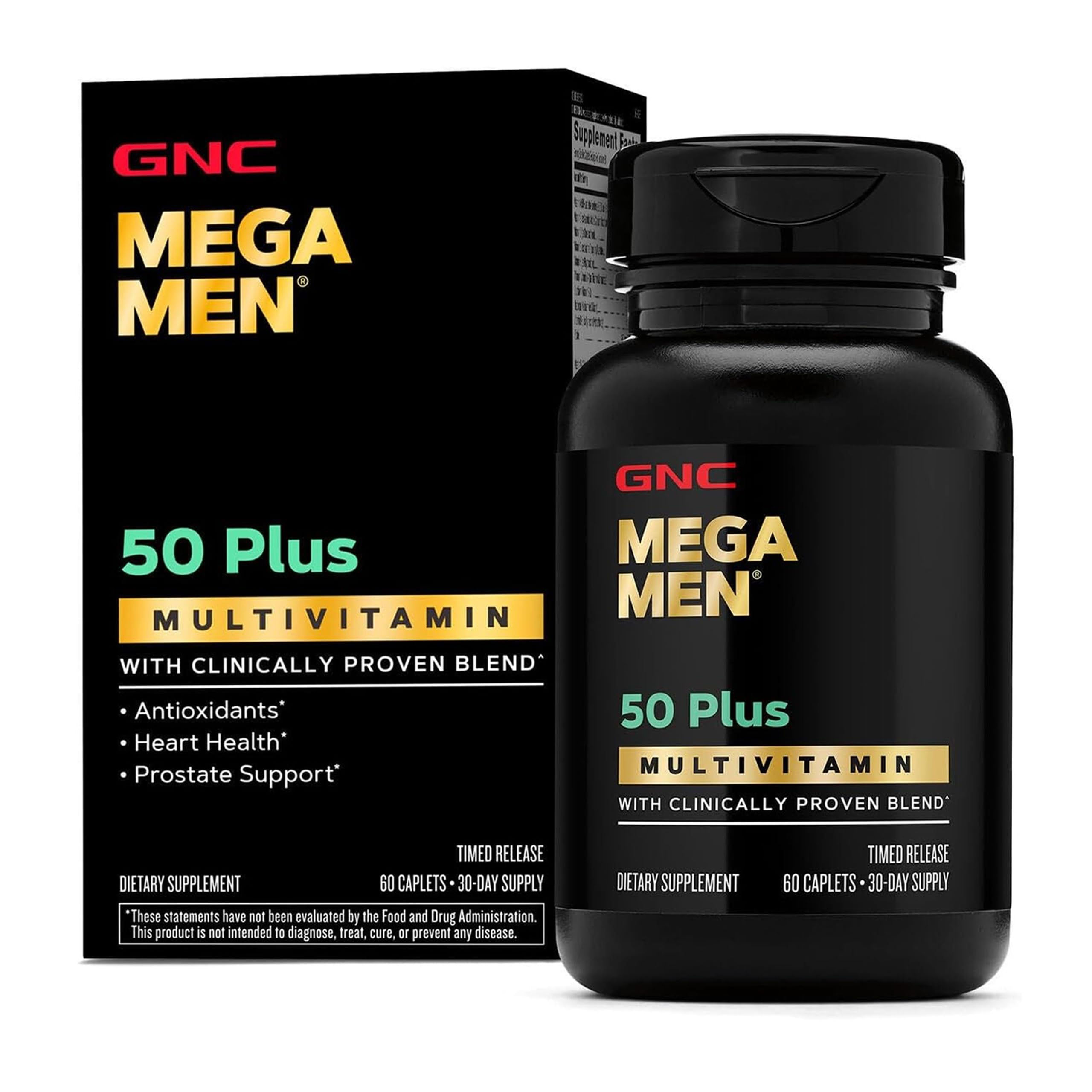 GNC Mega Men 50 Plus frente del envase mostrando etiqueta clara y beneficios