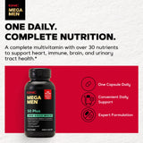 GNC Mega Men 50 Plus vista macro de la textura del caplet para fácil deglución