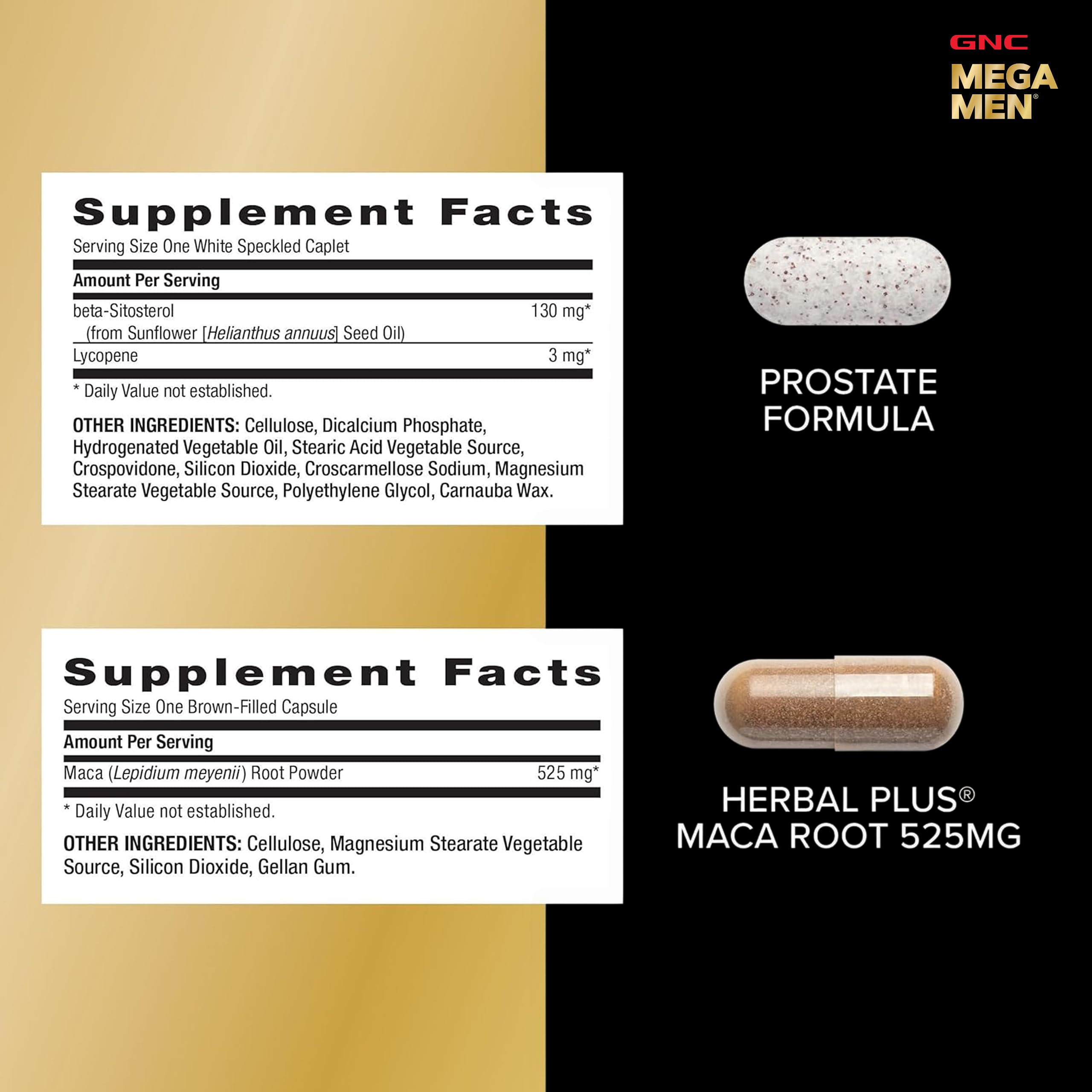 Etiqueta nutricional GNC Mega Men mostrando valores y transparencia