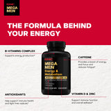 GNC Mega Men etiqueta nutricional enfocada en vitaminas B y antioxidantes