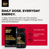 GNC Mega Men etiqueta con información nutricional y lista de ingredientes clave