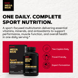 GNC Mega Men Sport cápsulas abiertas para ver cantidad por toma