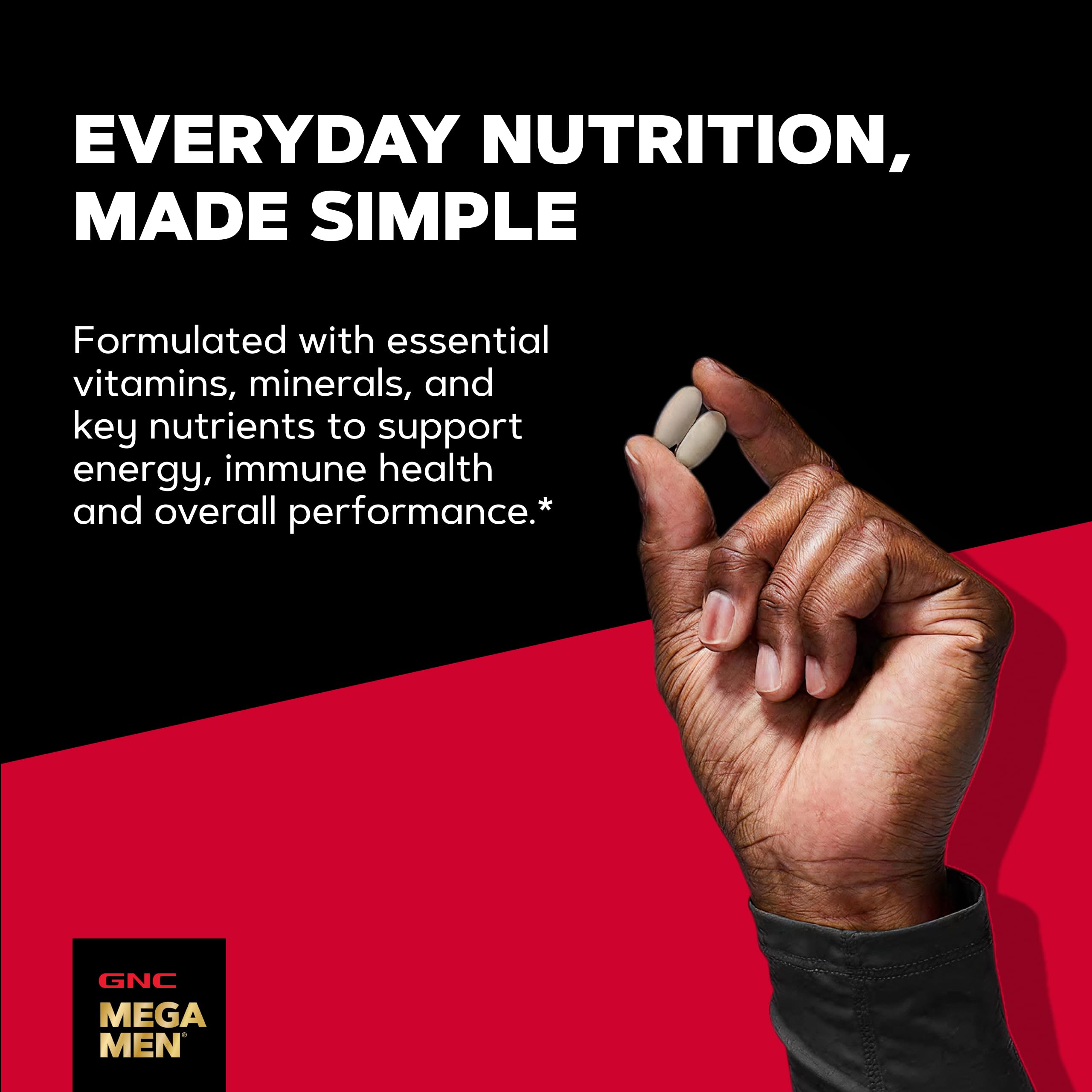 GNC Mega Men Sport etiqueta legible con lista de ingredientes clave