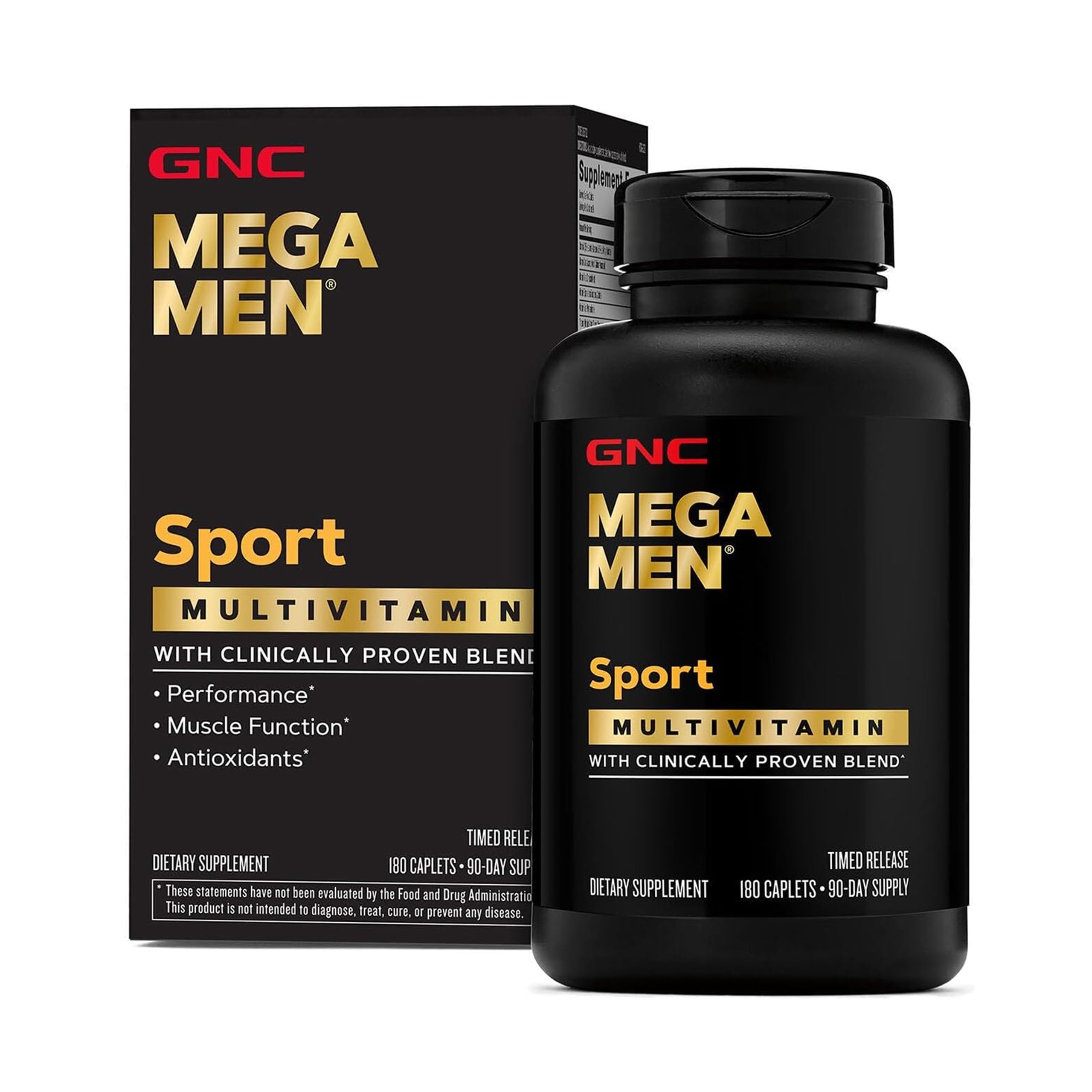 GNC Mega Men Sport vista frontal con beneficios para rendimiento