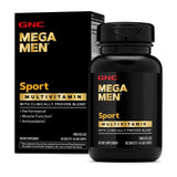 GNC Mega Men Sport vista frontal mostrando envase y beneficios