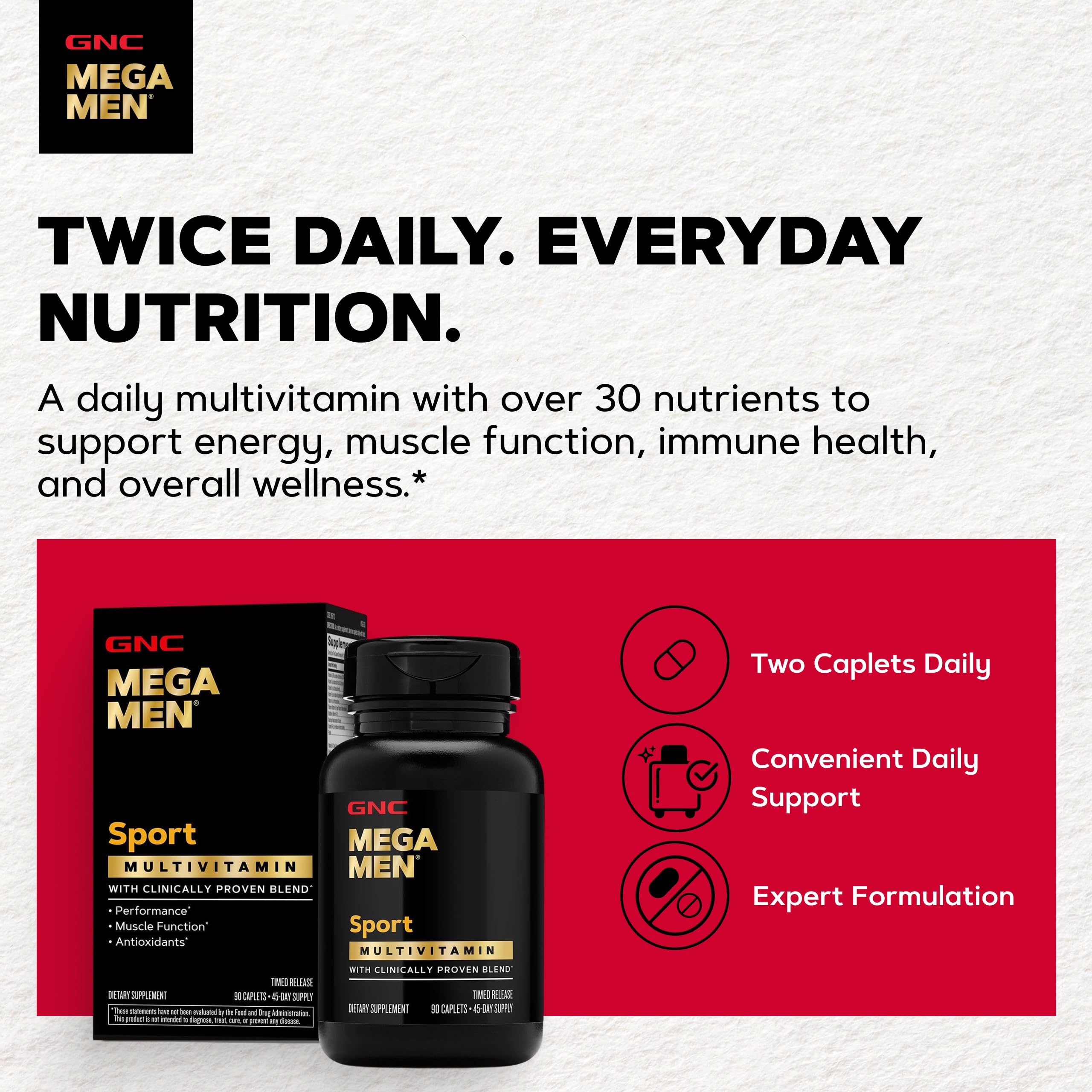 GNC Mega Men Sport primer plano de cápsula que ilustra textura y calidad
