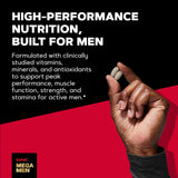 GNC Mega Men Sport detalle de la textura de la cápsula fácil de tragar
