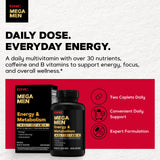 GNC Mega Men primer plano de textura de tabletas resaltando calidad y composición