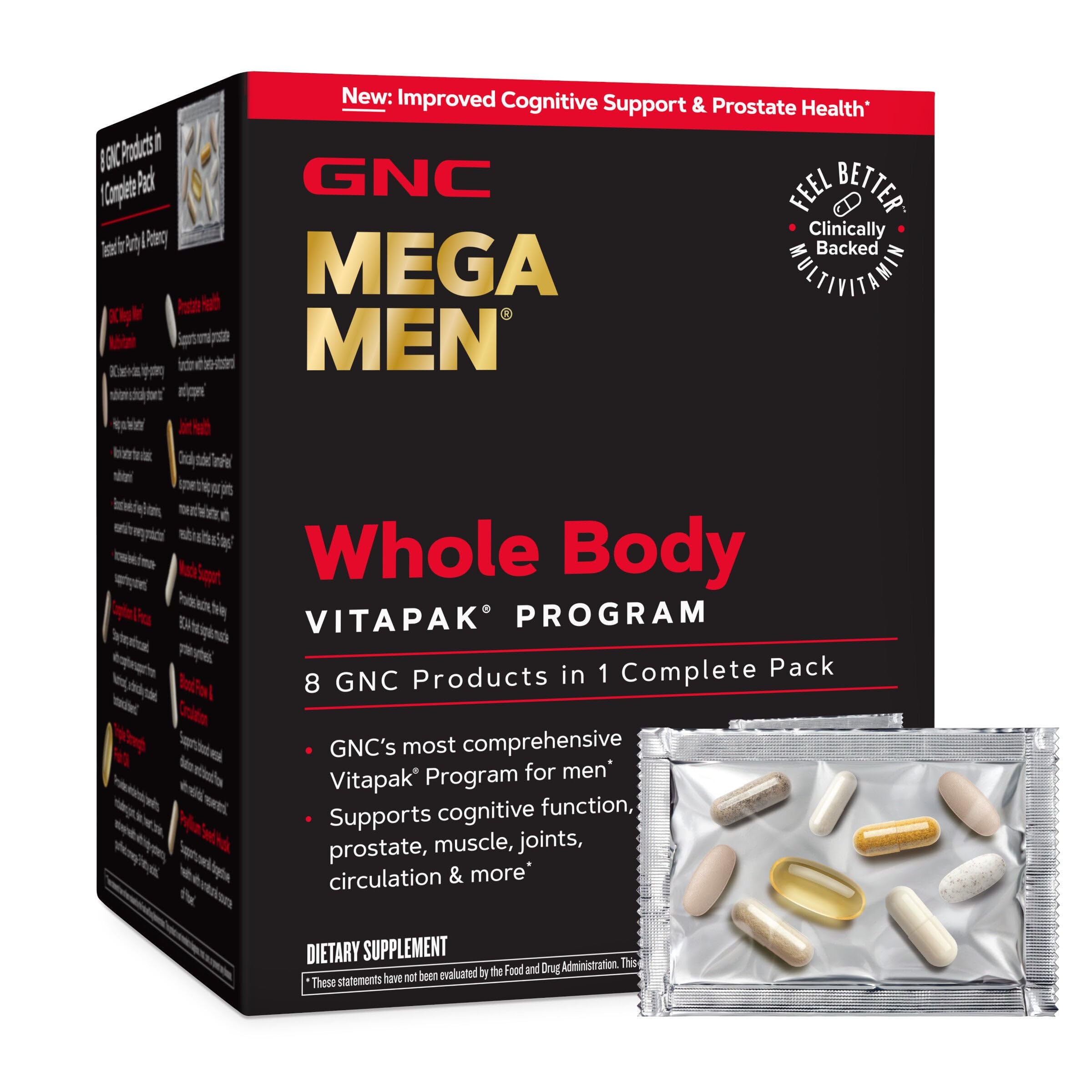 GNC Mega Men pack frontal mostrando presentación y conveniencia