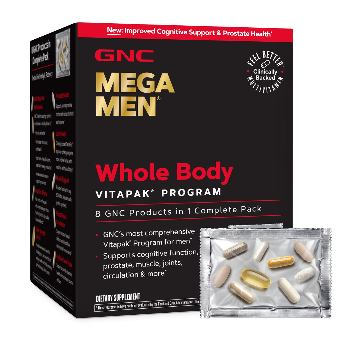 GNC Mega Men pack frontal mostrando presentación y conveniencia