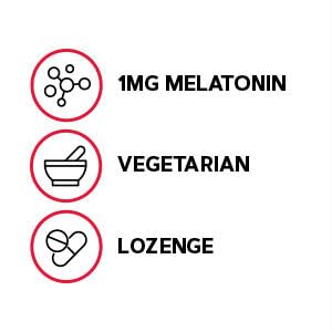 Pastilla GNC Melatonin 1mg en mano para mostrar tamaño y dosificación práctica