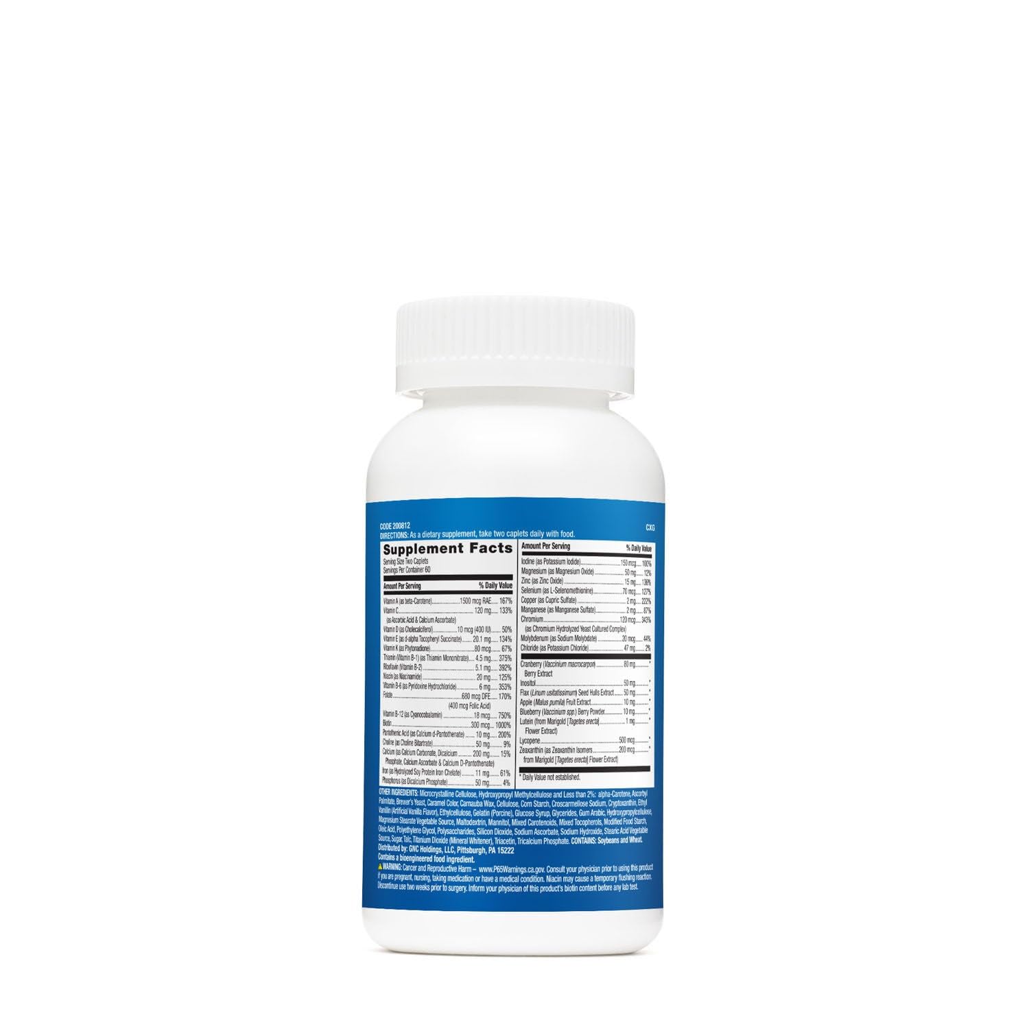 GNC Milestones primer plano de comprimido que muestra textura y tamaño