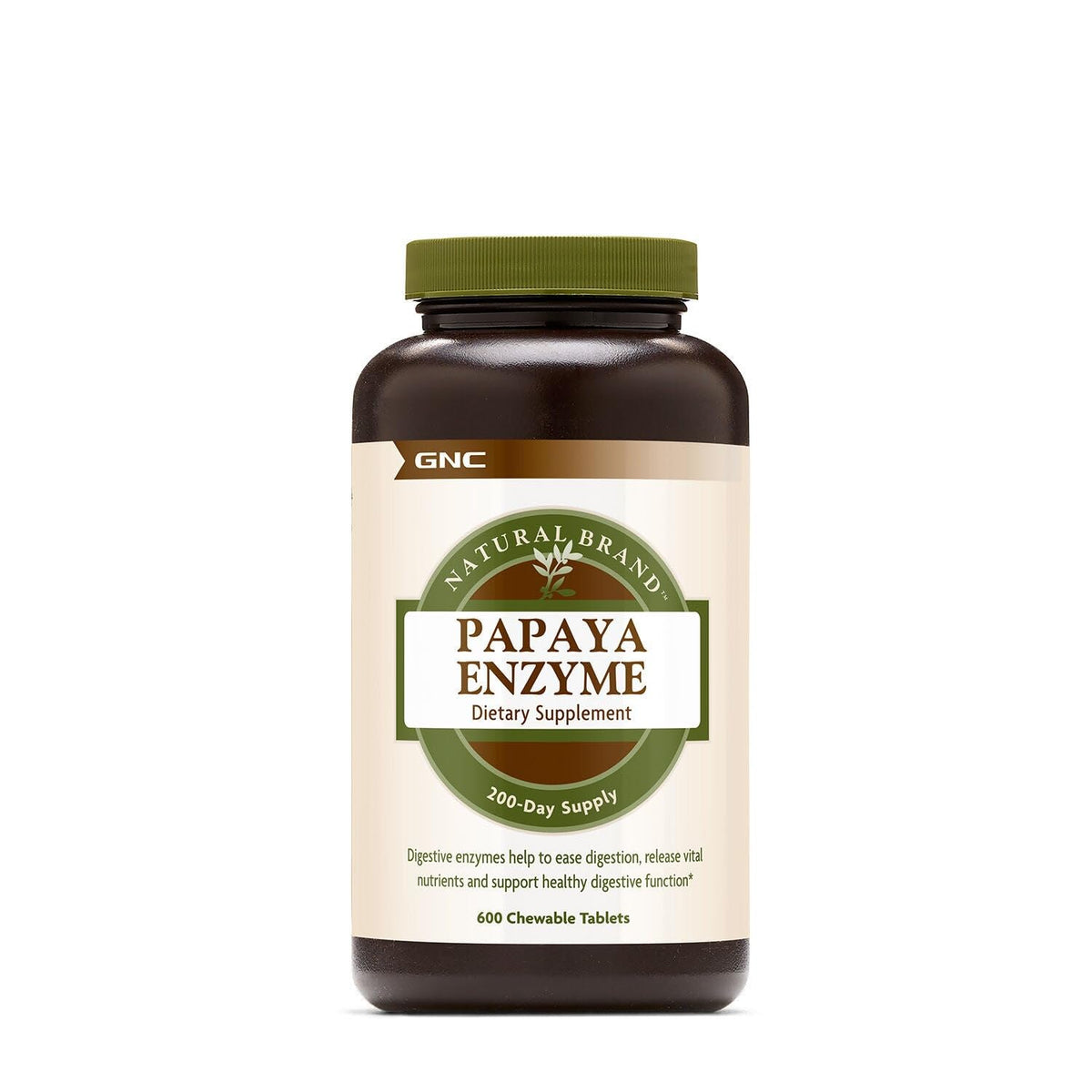 GNC frasco frontal de Papaya Enzyme 600 tabletas masticables para digestión práctica