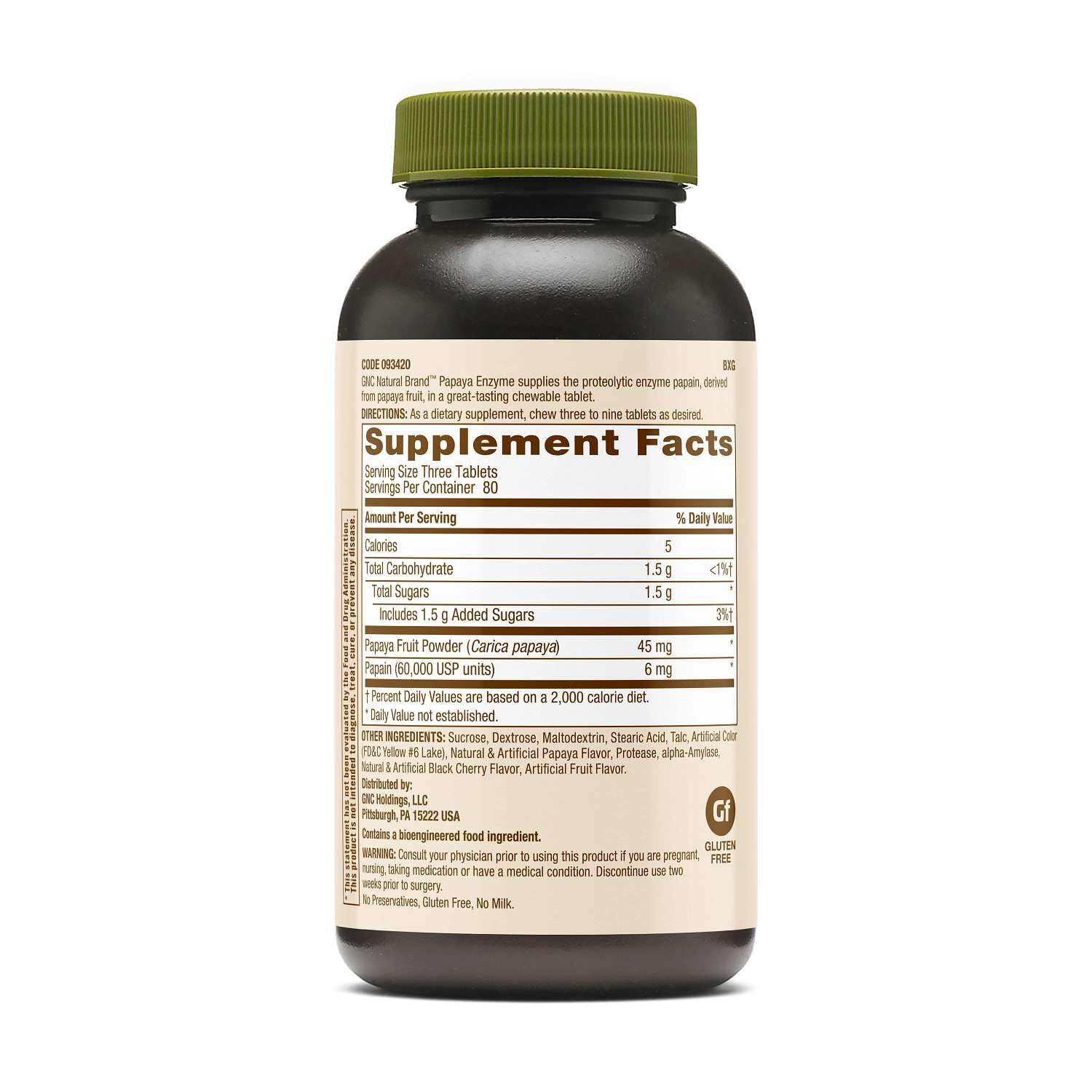 GNC primer plano tableta masticable texturizada para facilitar consumo