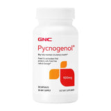 GNC Pycnogenol frente del envase mostrando diseño y beneficio de conveniencia