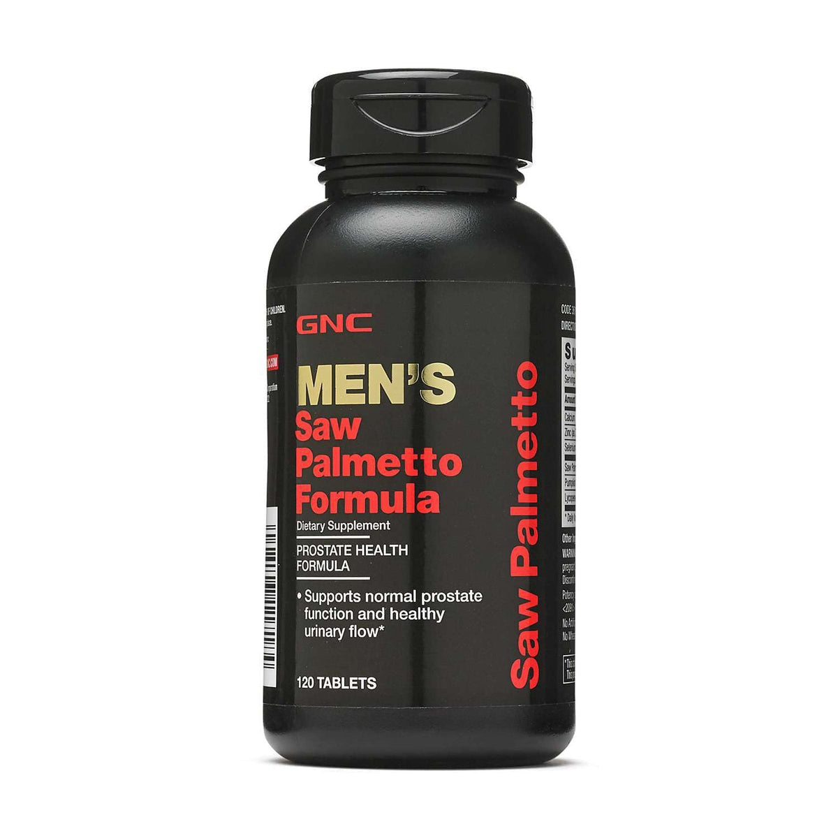 GNC frasco frontal de Saw Palmetto Formula mostrando presentación clara y confianza