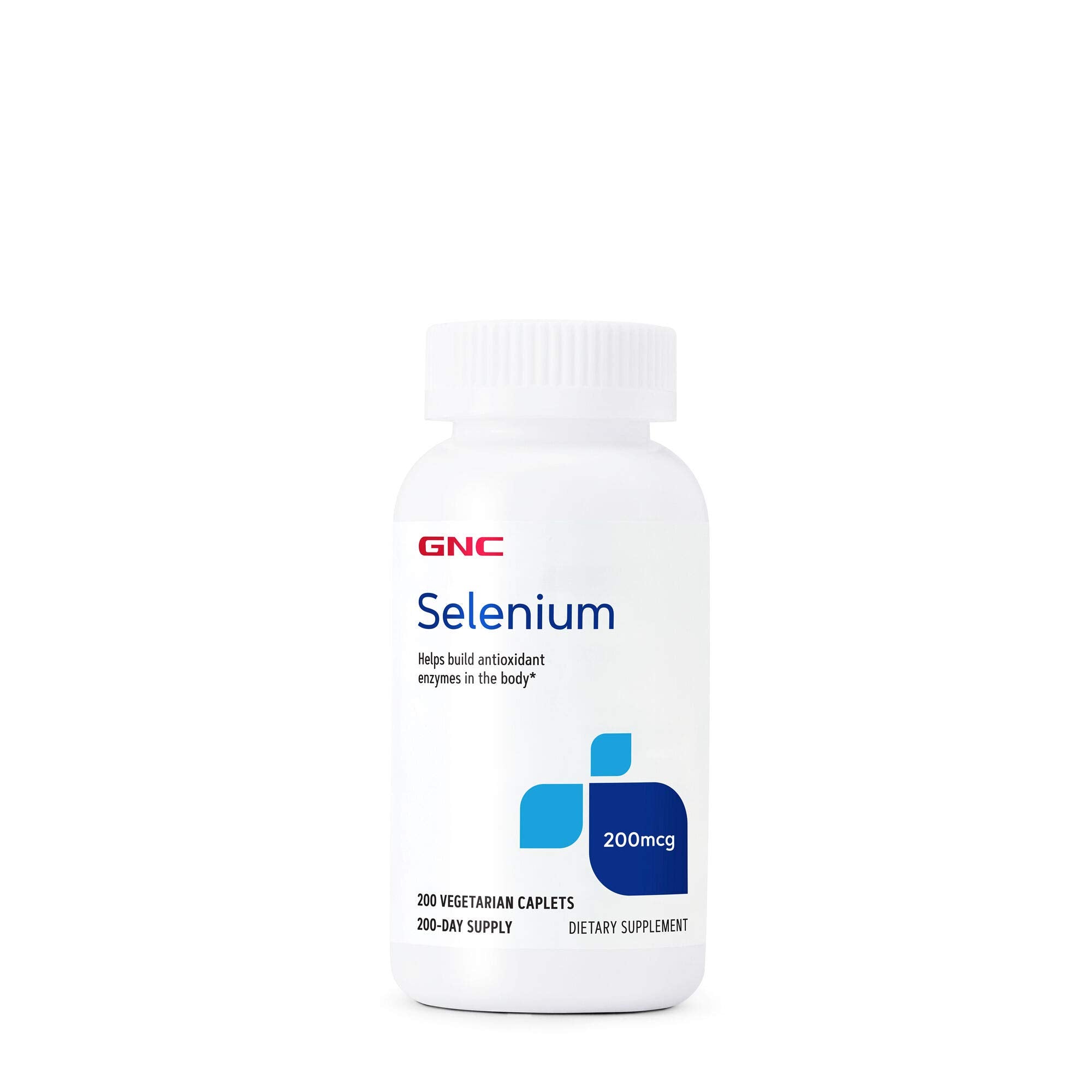 GNC frasco frontal de Selenium 200mcg muestra cantidad y presentación práctica