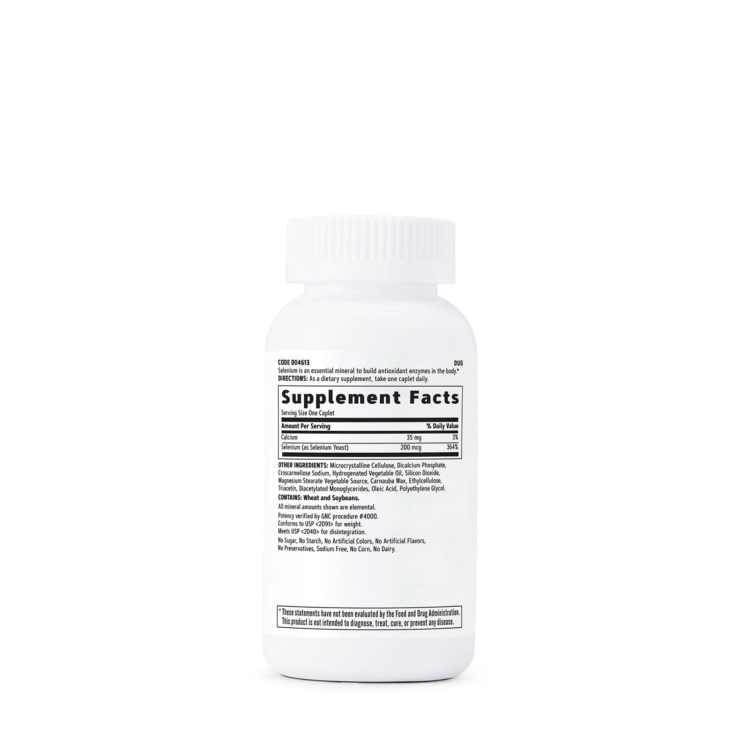 GNC detalle de tableta de Selenium 200mcg textura y formato para fácil ingestión