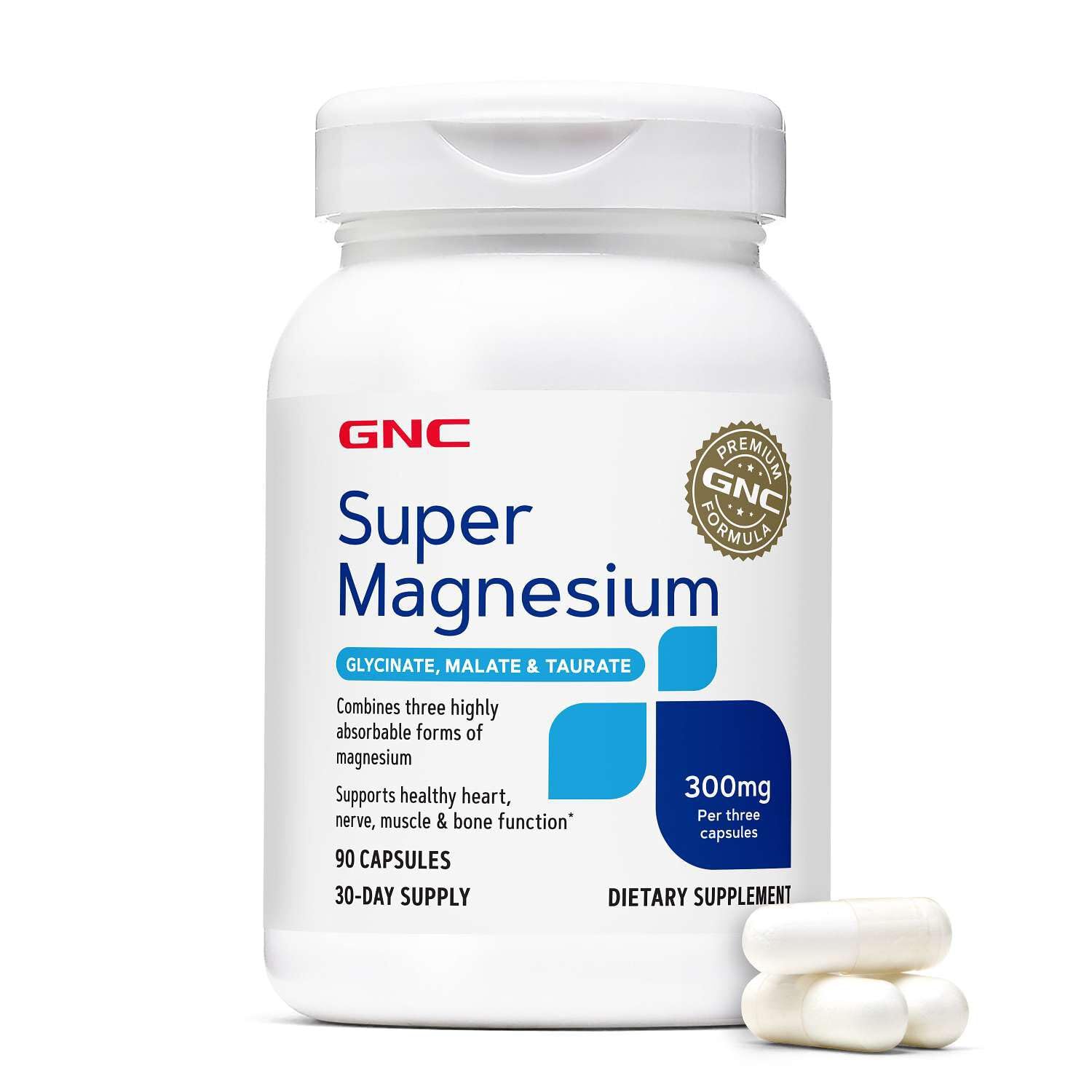 GNC Super Magnesium frontal del envase mostrando etiqueta y cantidad