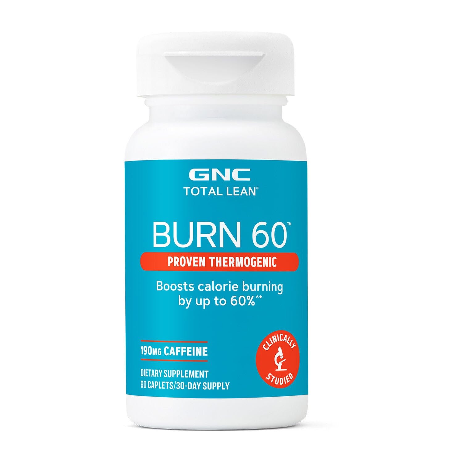 Presentación de 30 porciones de GNC Burn 60 para un mes de complemento