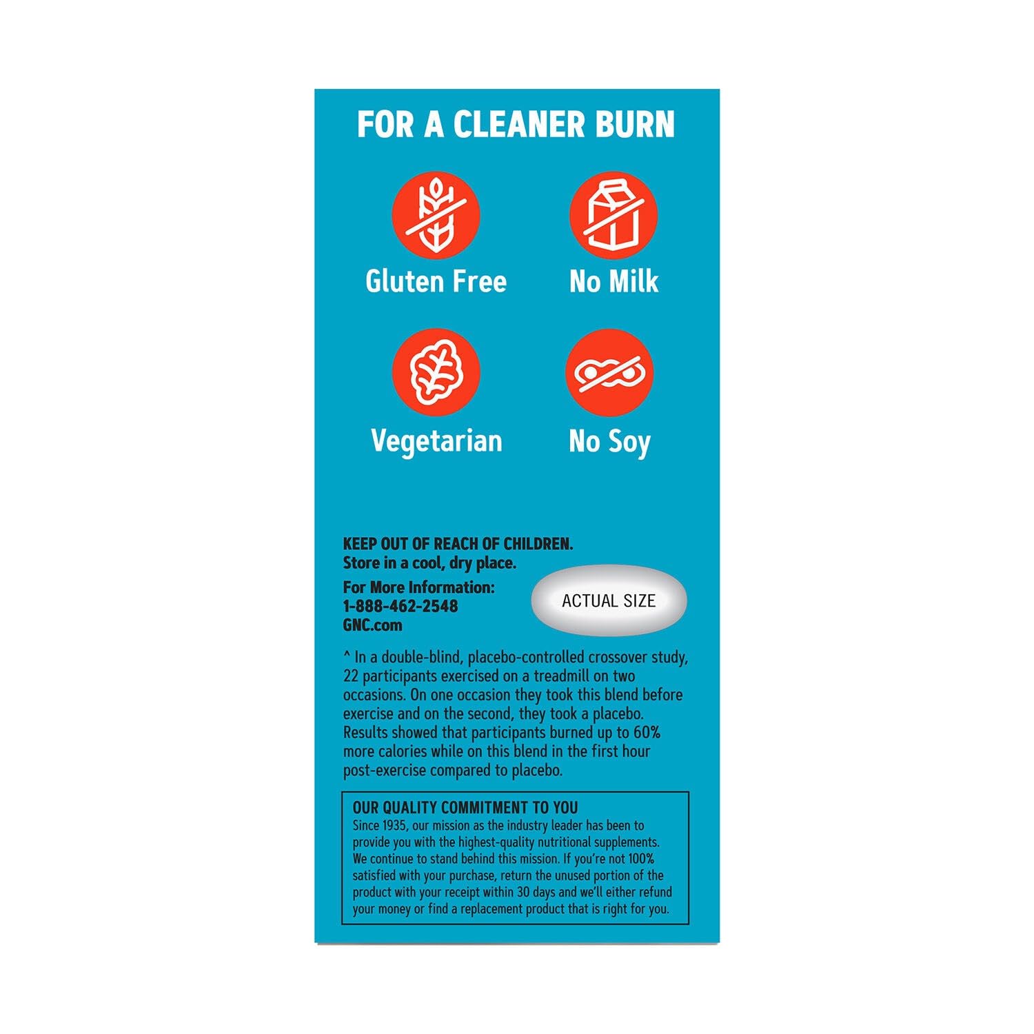 Tabletas masticables GNC Burn 60 con sabor a canela, fácil consumo y energía