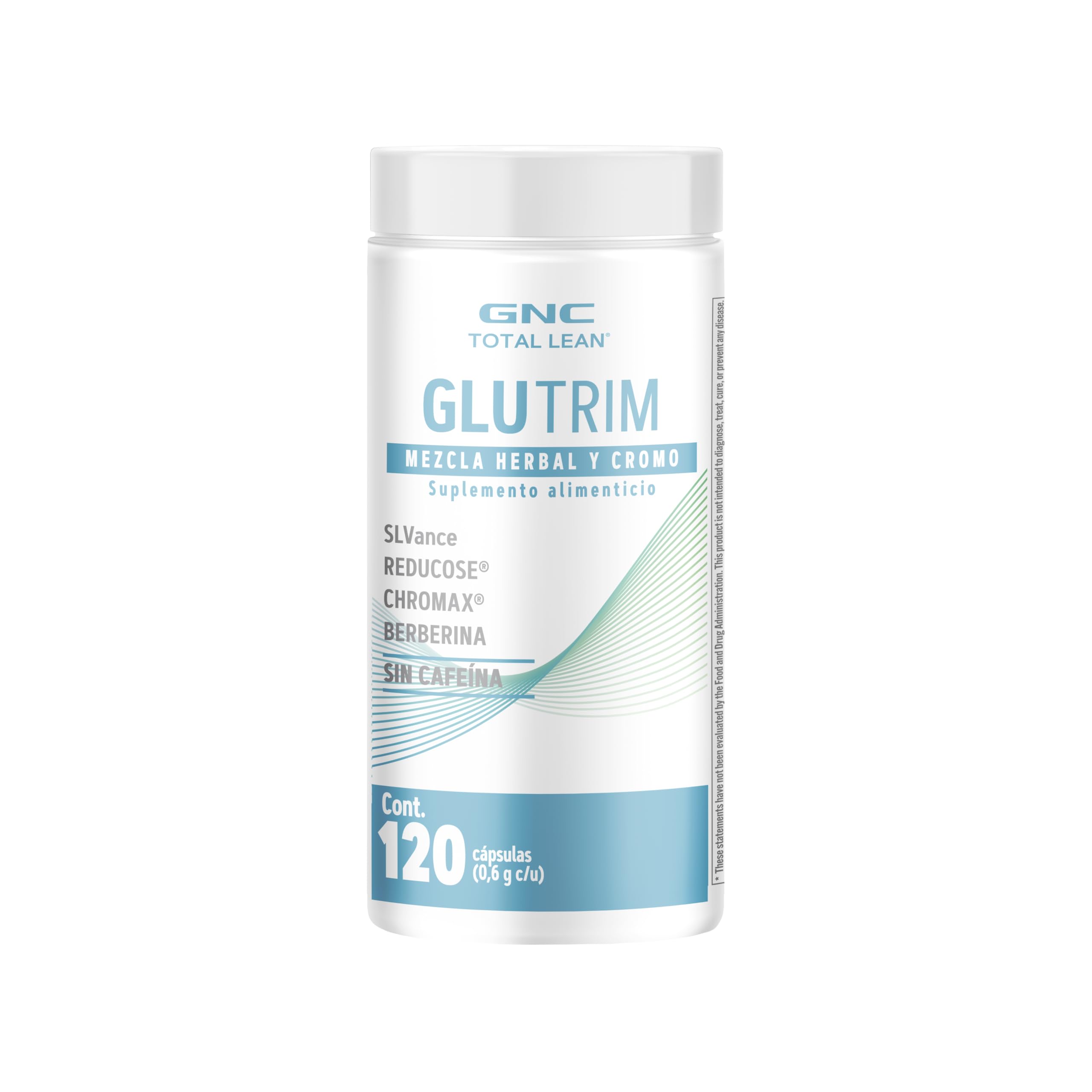 GNC Total Lean GlucaTrim frente del envase mostrando etiqueta y beneficios