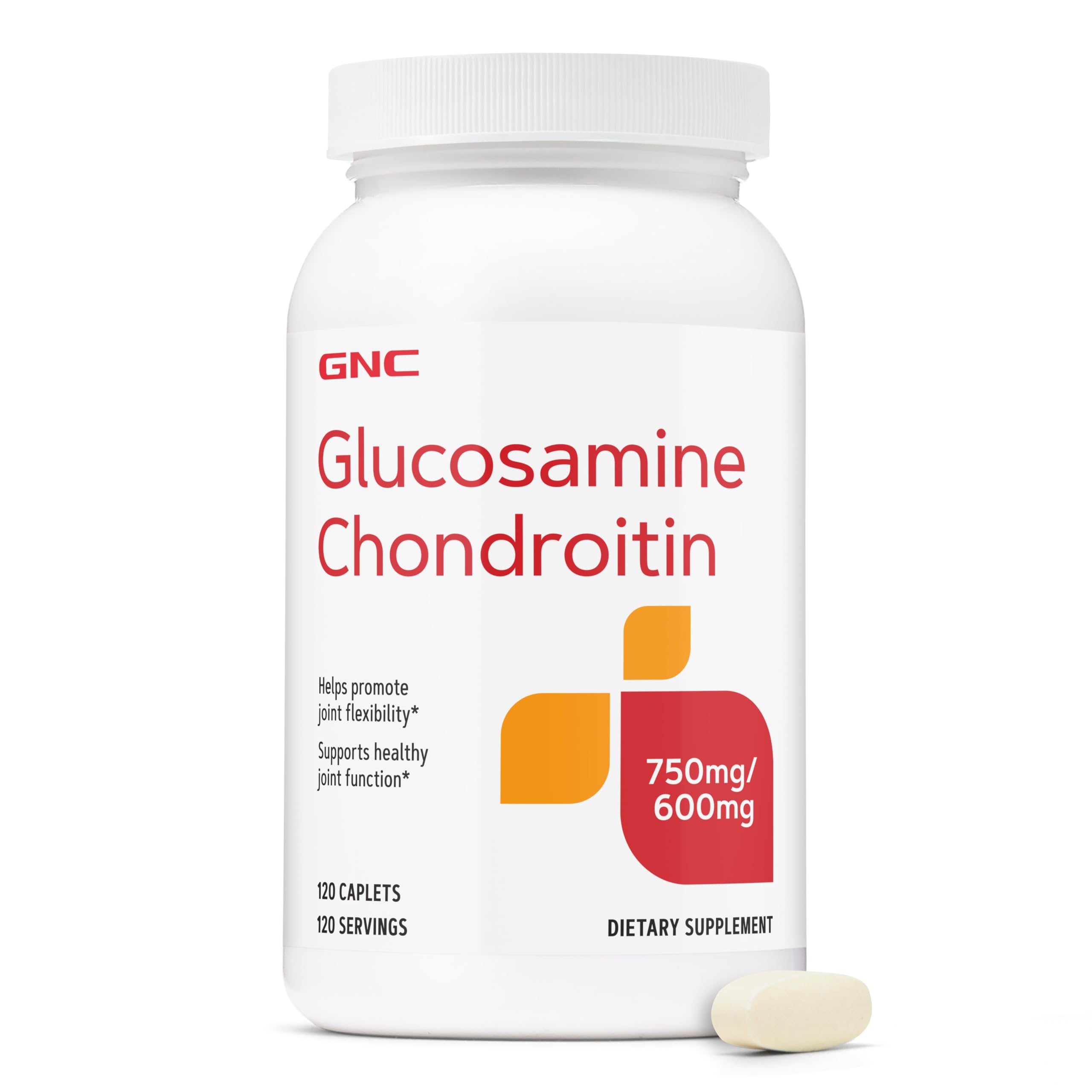 Comparación de tamaño del frasco GNC Triple Strength y un objeto cotidiano para escala
