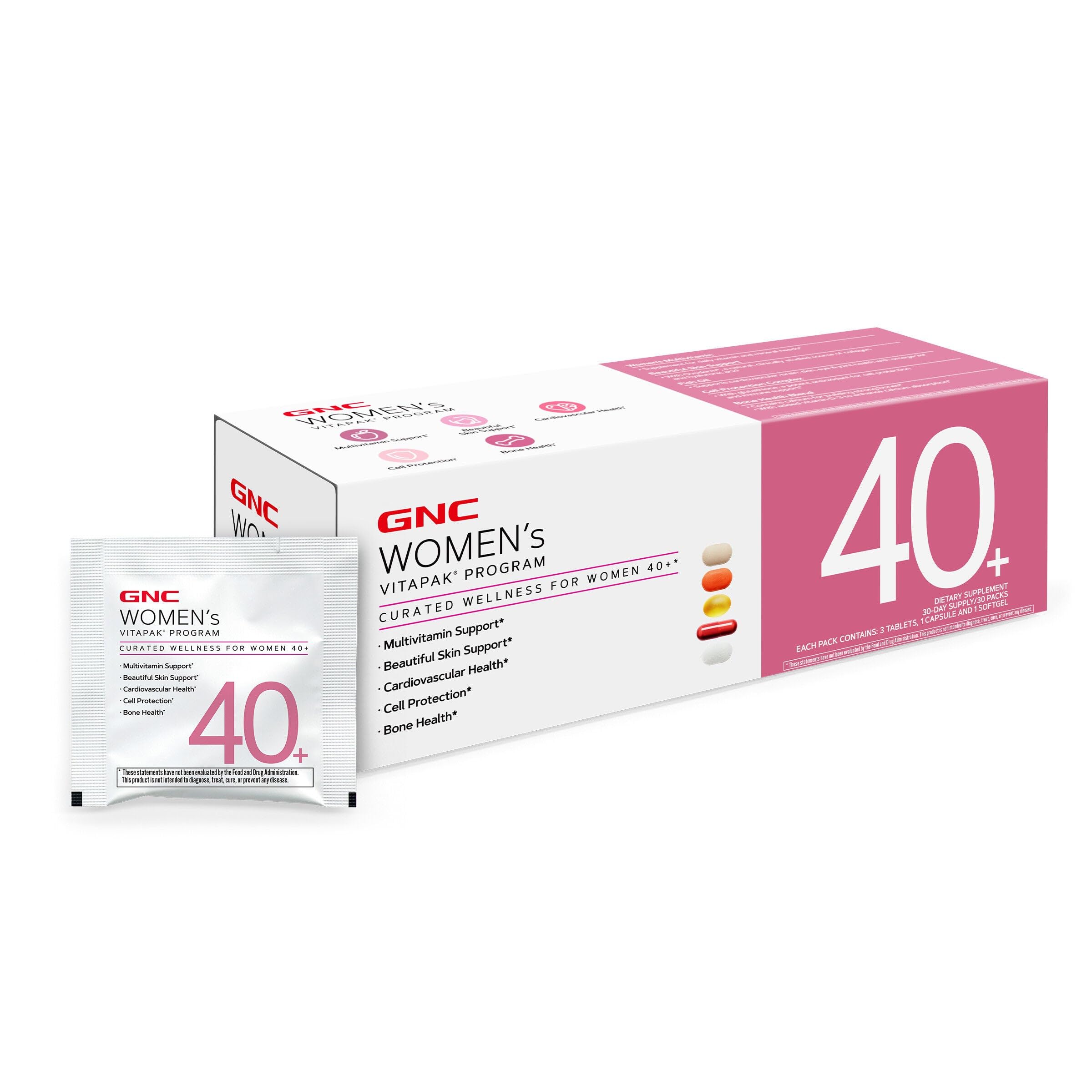 GNC Vitapak frente del empaque mostrando soporte 5 en 1 para mujeres