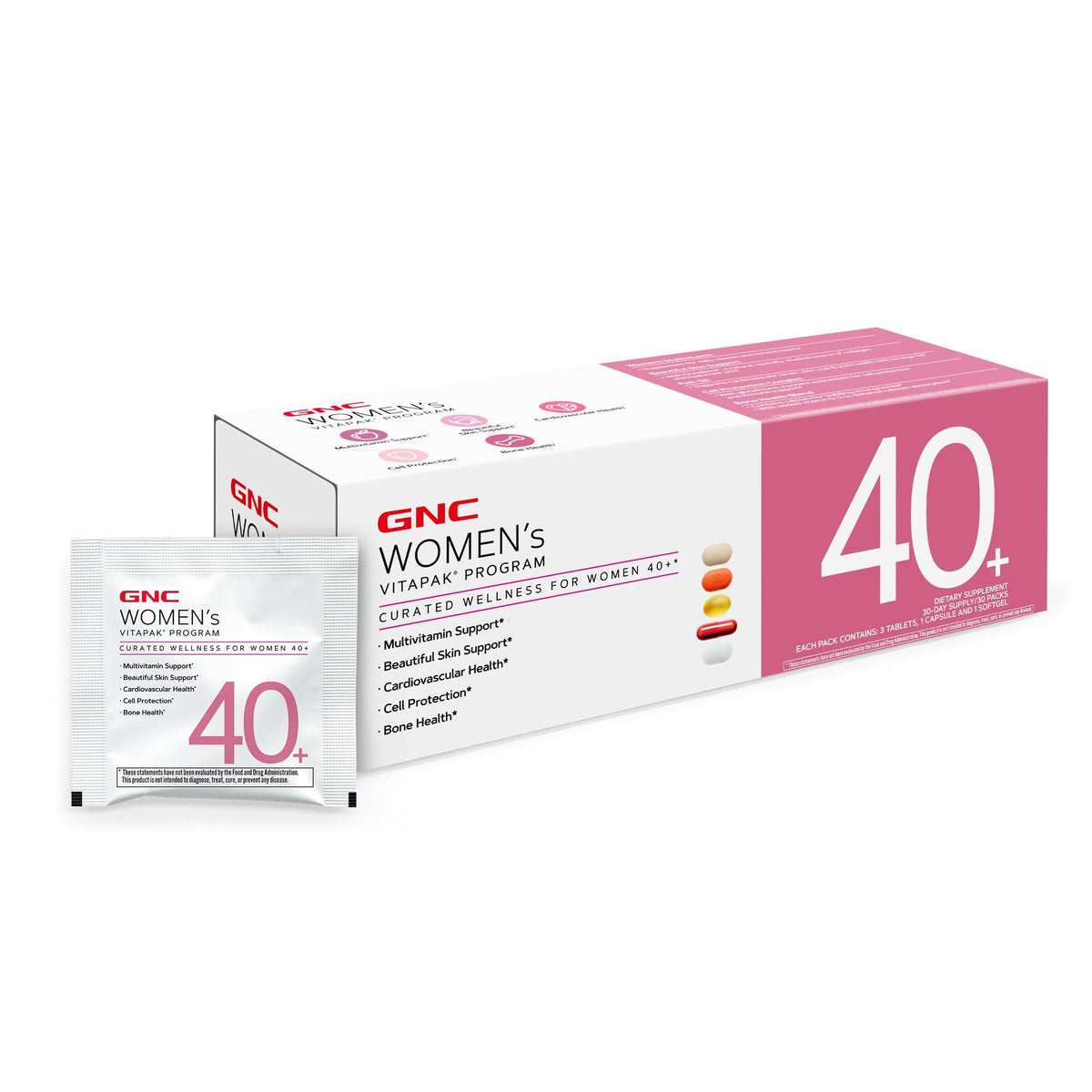 GNC Vitapak frente del empaque mostrando soporte 5 en 1 para mujeres