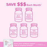 GNC mujer adulta usando el Vitapak en contexto de estilo de vida saludable