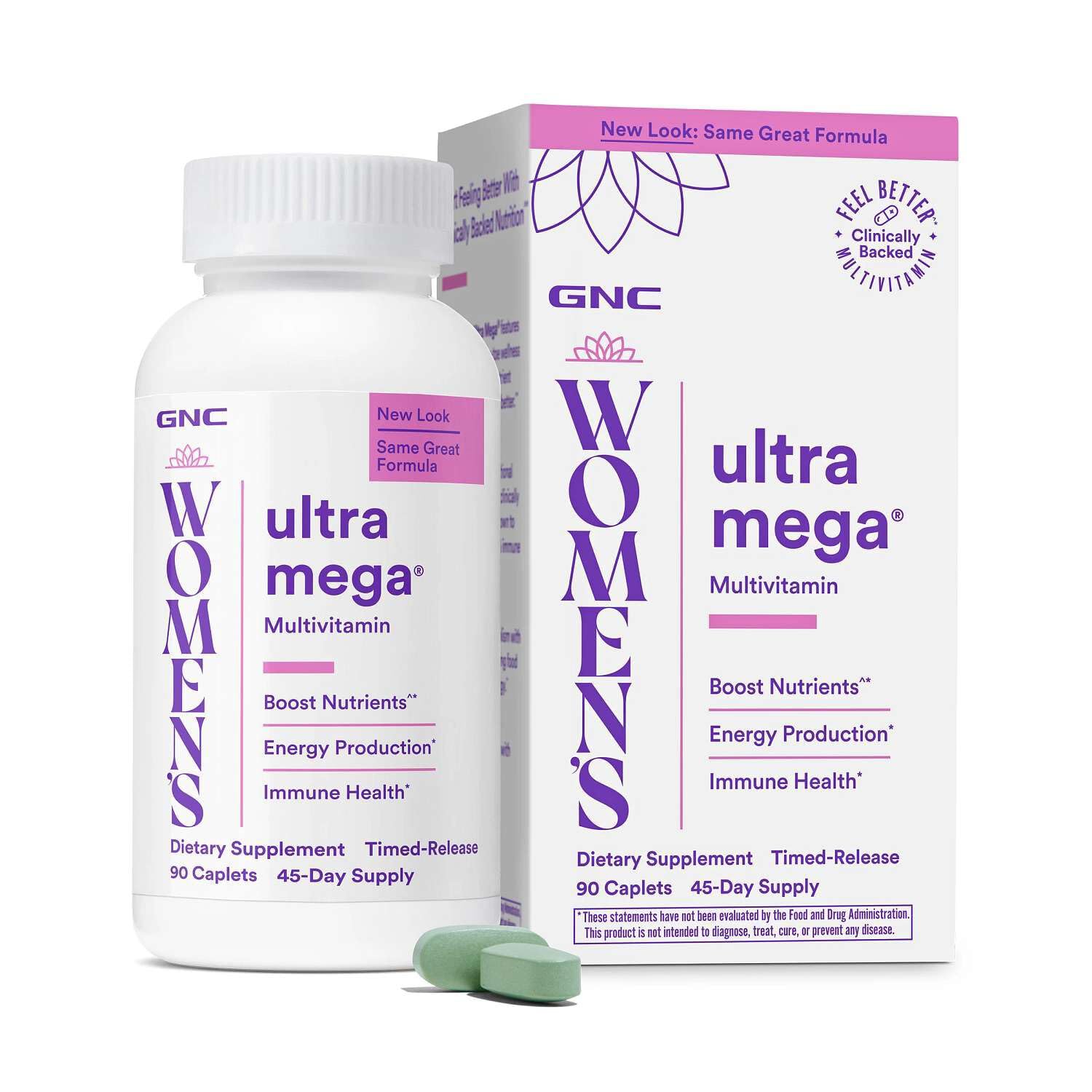 GNC envase frontal del multivitamínico para mujer mostrando presentación y beneficios