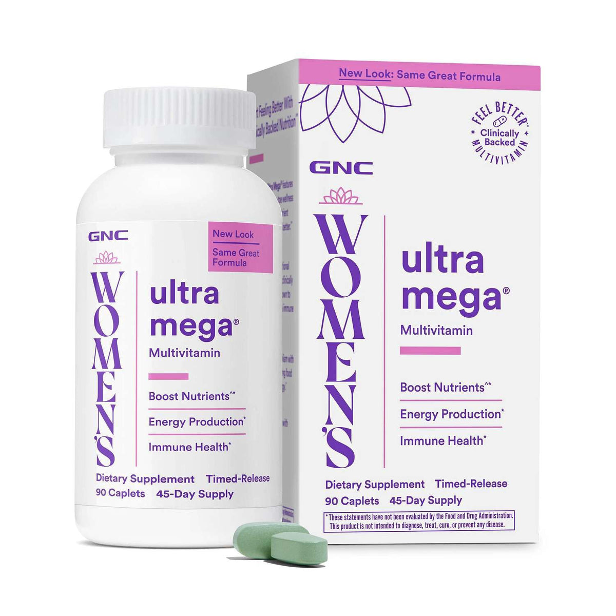 GNC envase frontal del multivitamínico para mujer mostrando presentación y beneficios