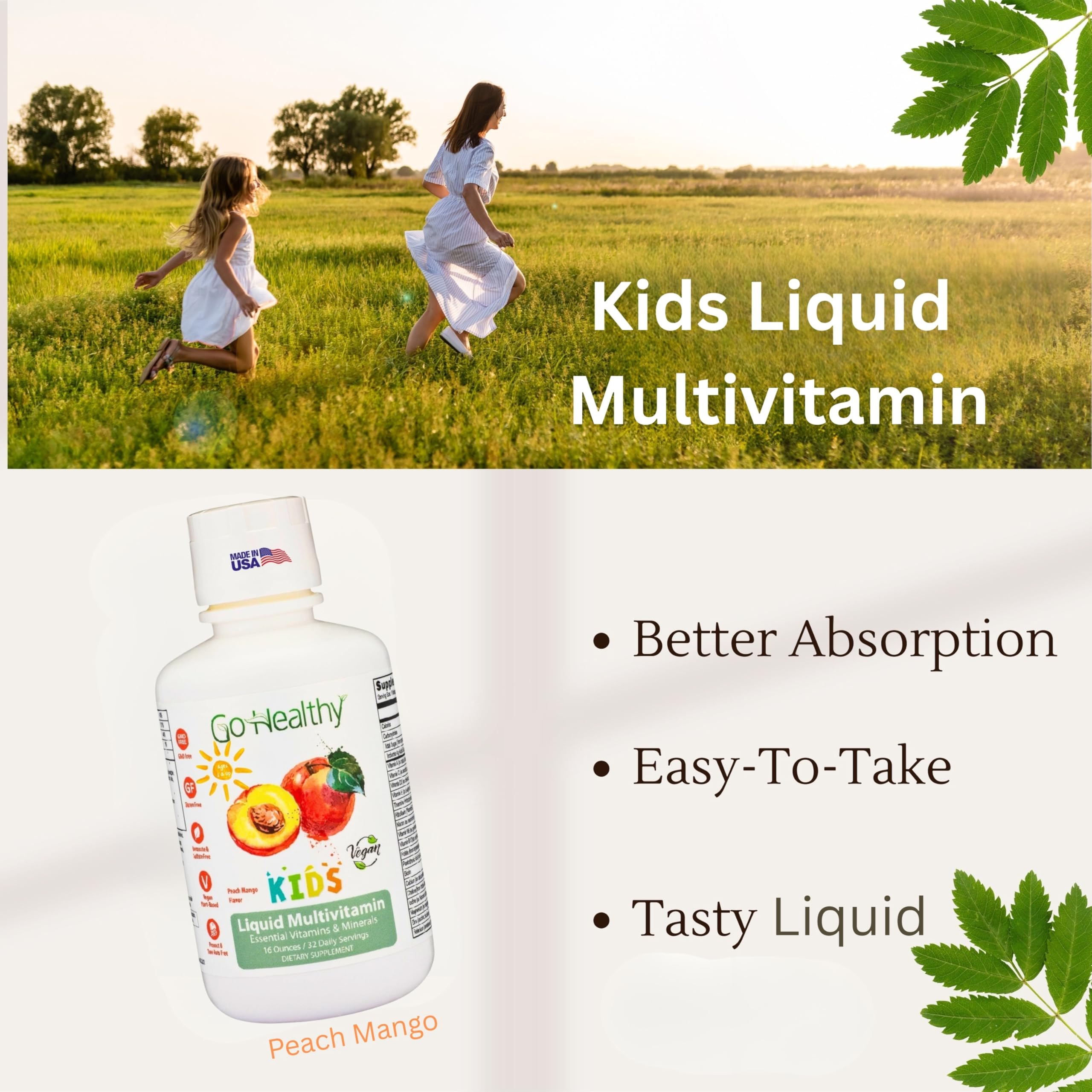 Go Healthy Natural líquido textura y color que indica alta absorción y sabor