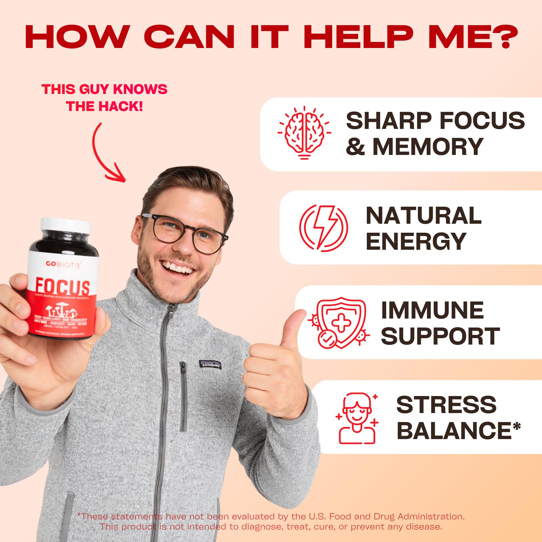 GOBIOTIX etiqueta con lista de hongos y transparencia de ingredientes