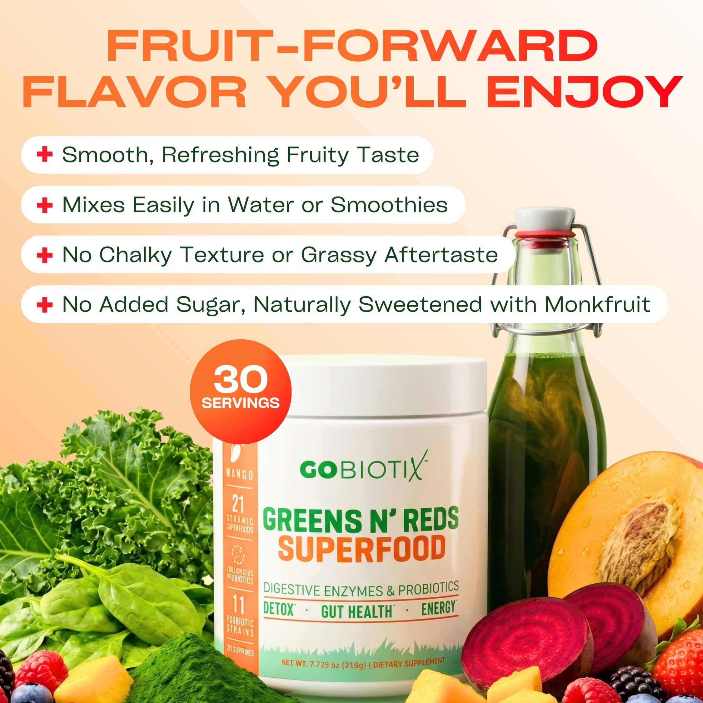 GOBIOTIX batido con frutas, mezcla nutritiva y sabrosa